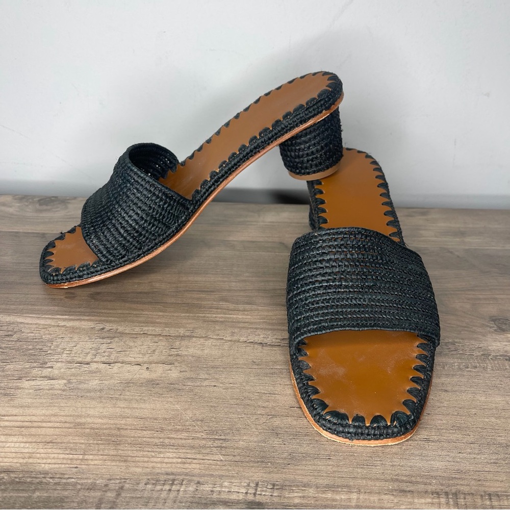 Women’s Carrie Forbes‎ vero curio Black Woven Slide Sandals size 39 - Picture 4 of 10